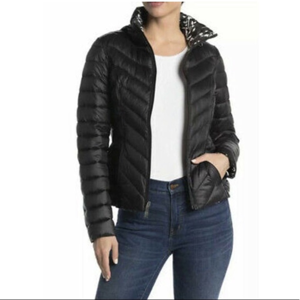 Nautica Black Reversible Packable Puffer Jacket Size Small